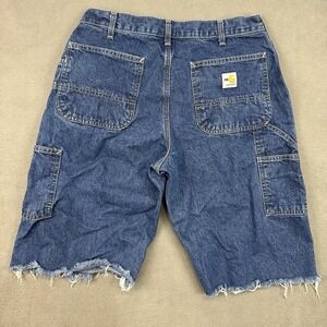 Carhartt FR Flame-Resistant Cut Off Shorts Size 32 Blue‎ Denim Jorts Dad 12" Ins